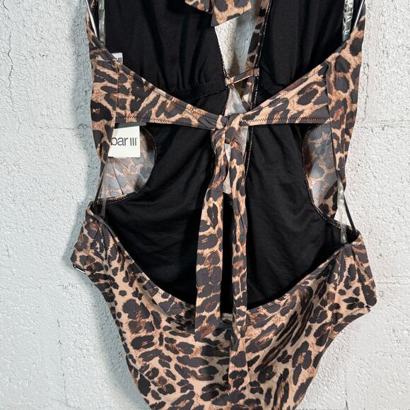 Bar III Solid Cowlneck One-Piece Swimsuit animal print multi, L MSRP $94 - Picture 8 of 11
